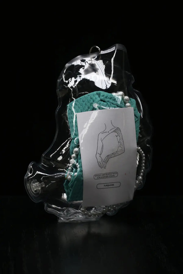 Rui Zhou R014 Series Cross Pearl Long Chain Single Glove RUI-R014-AW20-LVSS Turquoise